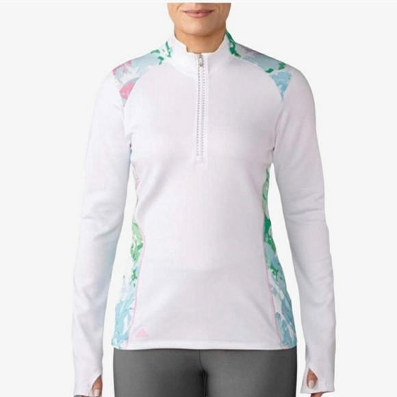 adidas Sweaters - Adidas Golf Layering Resort White 3/4th Zip Pullover Sweater Size Small